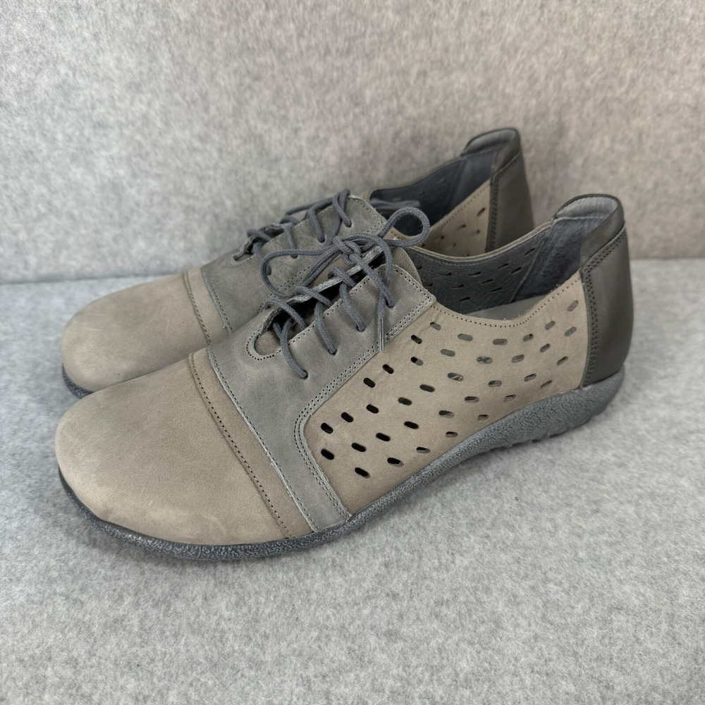 Naot Women's Size 38 / US‎ 7 Lalo Shoes Perforated Leather Lace-Up Gray Oxfords